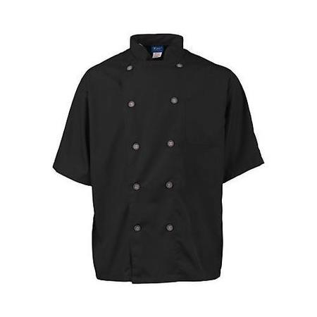 KNG Small Men's Active Black Short Sleeve Chef Coat 2124BKSLS